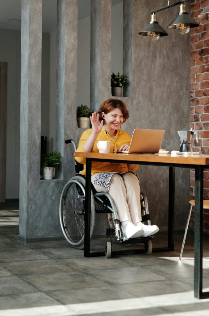 Woman with a Disability on a Conference Call